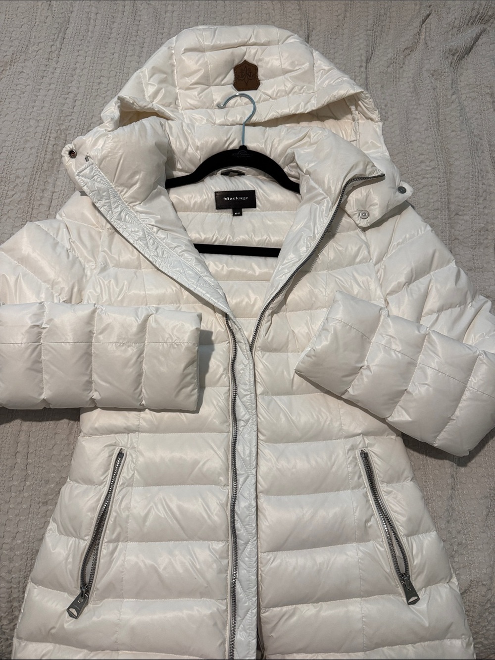 Mackage Off-White Quilted Hooded Down Puffer Coat